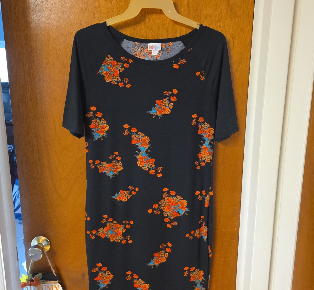 LuLaRoe "Julia" Black Floral Short-Sleeve Women’s Dress